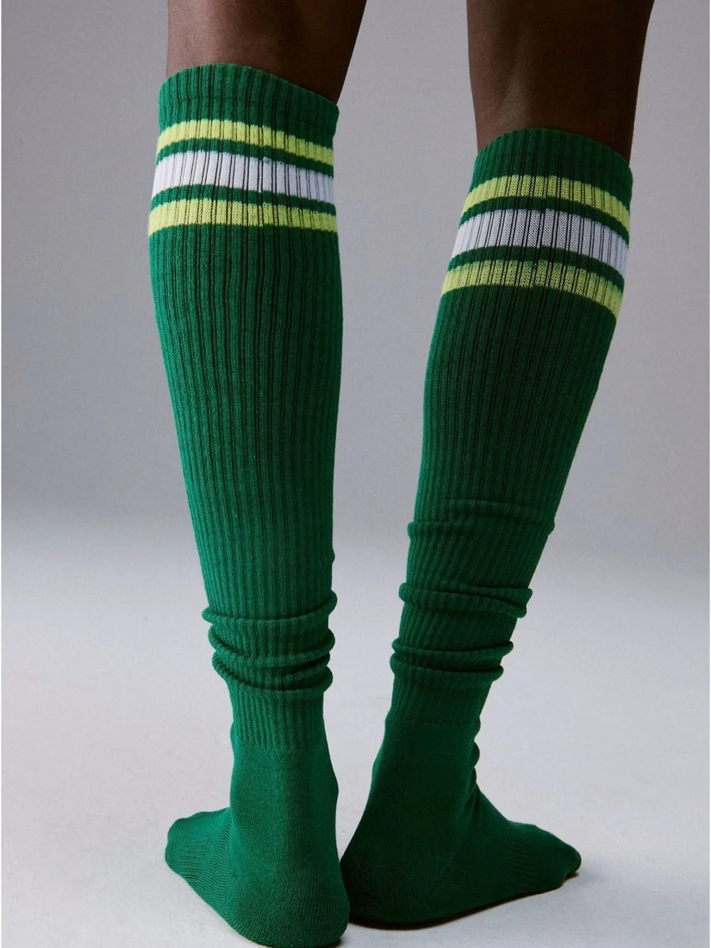 FP Movement Knee High Logo Stripe Socks (Heritage Green Combo - Size One Size, N